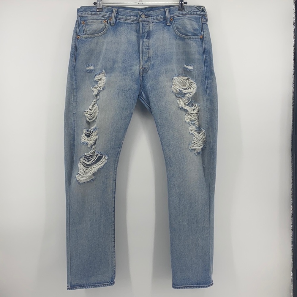 Levi’s 501 Distressed Button Fly Denim Jeans